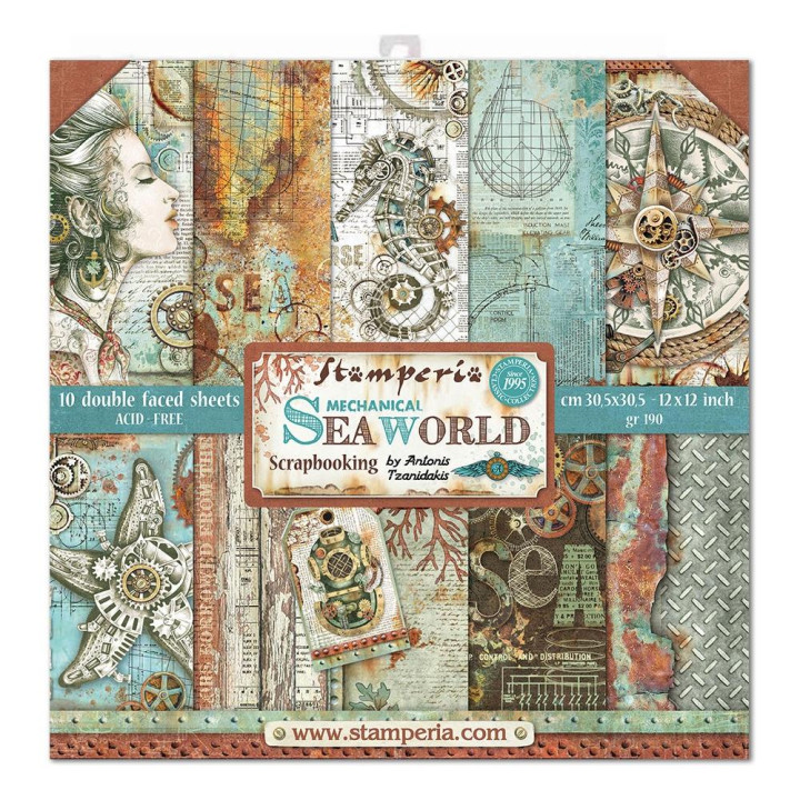 Набір паперу 30*30см Stamperia Sea World 10/Pkg