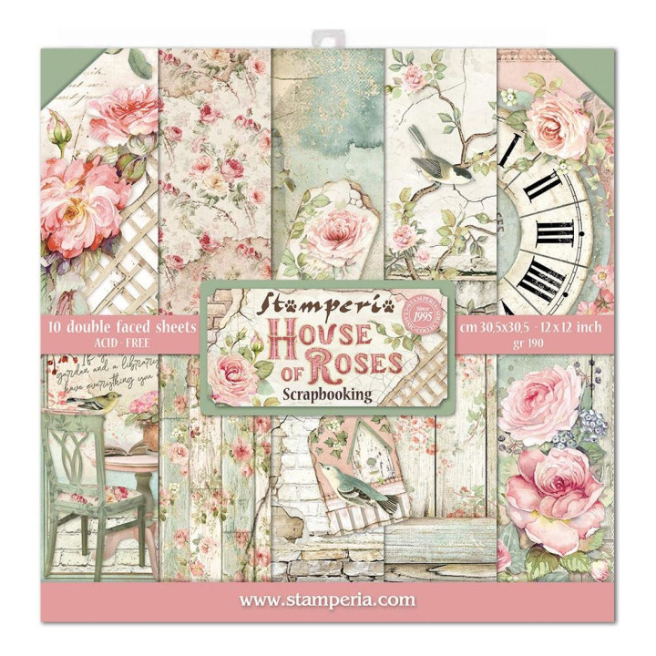 Набір паперу 30*30см Stamperia House Of Roses 10/Pkg