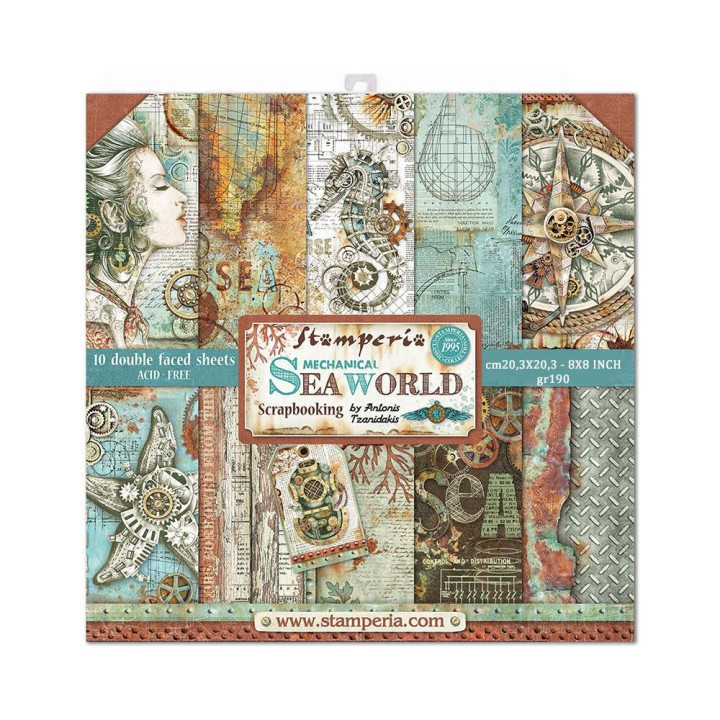 Набір паперу 20*20см Stamperia Sea World 10/Pkg