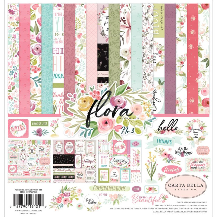 Набір паперу 30*30см Carta Bella Collection Kit Flora No3 12/Pkg