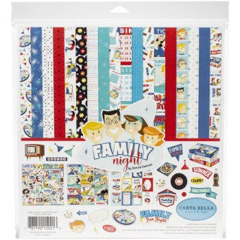 Набір паперу 30*30см Carta Bella Collection Kit Family Night 12/Pkg