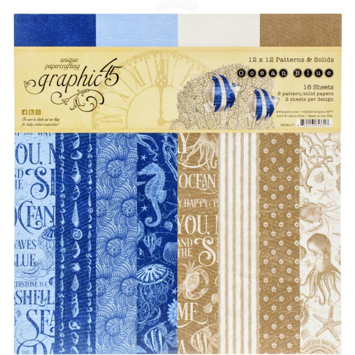 Набір паперу 30*30см Graphic 45 Ocean Blue 16/Pkg