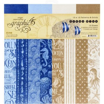 Набір паперу 30*30см Graphic 45 Ocean Blue 16/Pkg