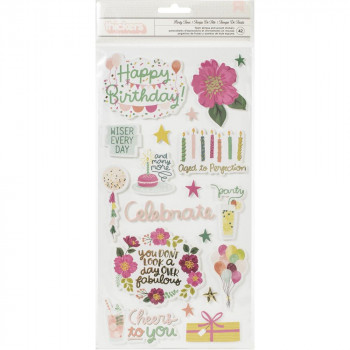 Наліпки Pink Paislee And Many More Thickers Stickers Elements 14*28см