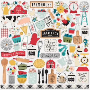 Наліпки Echo Park Farmhouse Kitchen Cardstock Stickers Elements 30*30см
