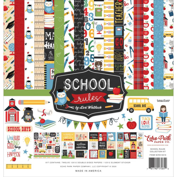 Набір паперу 30*30см Echo Park School Rules 12/Pkg