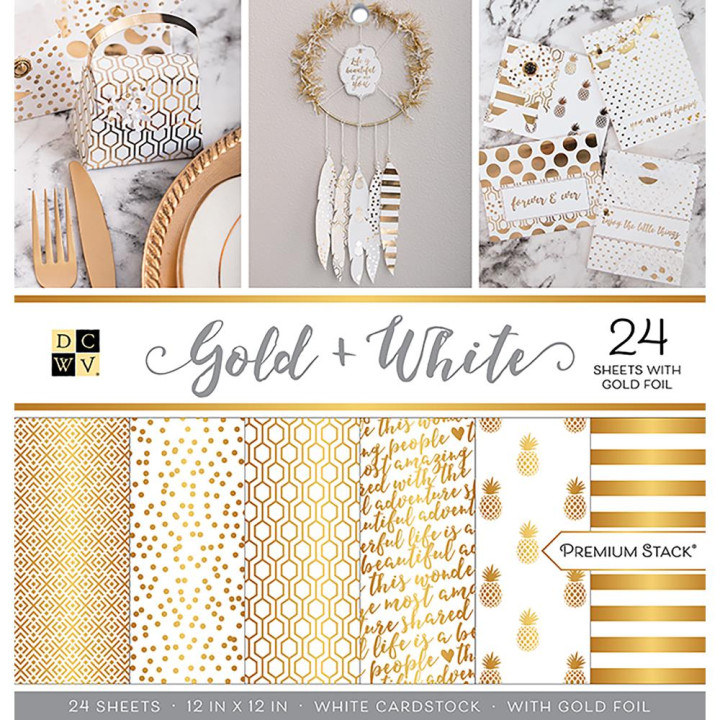 Набір паперу 30*30см DCWV Gold & White 24/Pkg