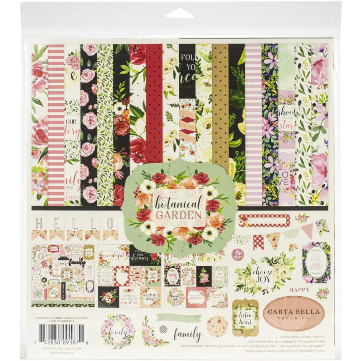 Набір паперу 30*30см Carta Bella Collection Kit Botanical Garden 12/Pkg