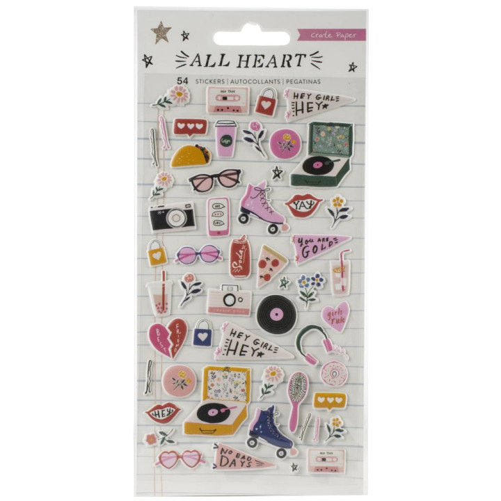 Наліпки Puffy American Crafts All Heart  54/Pkg