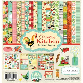 Набір паперу 30*30см Carta Bella Collection Kit Country Kitchen 12/Pkg