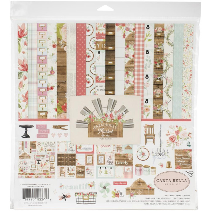 Набір паперу 30*30см Carta Bella Collection Kit Farmhouse Market 12/Pkg