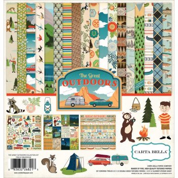 Набір паперу 30*30см Carta Bella Collection Kit Great Outdoors 12/Pkg