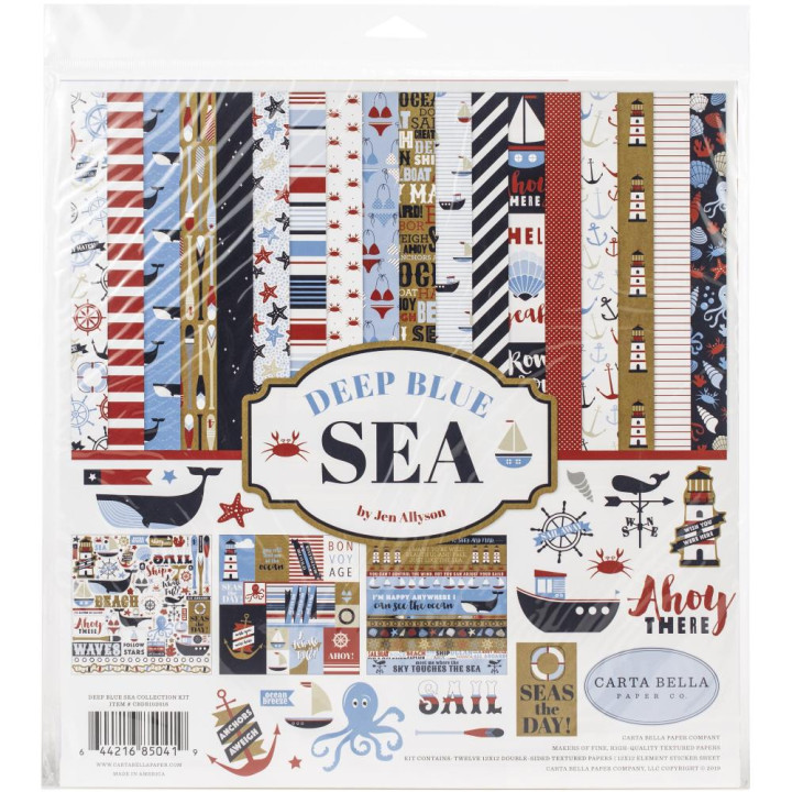 Набір паперу 30*30см Carta Bella Collection Kit Deep Blue Sea 12/Pkg