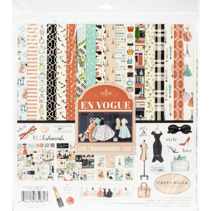 Набір паперу 30*30см Carta Bella Collection Kit En Vogue 12/Pkg