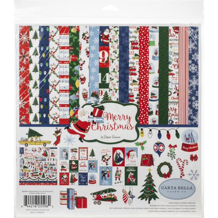 Набір паперу 30*30см Carta Bella Collection Kit Merry Christmas 12/Pkg