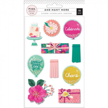 Наліпки Pink Paislee And Many More Layered Stickers Elements 10/Pkg
