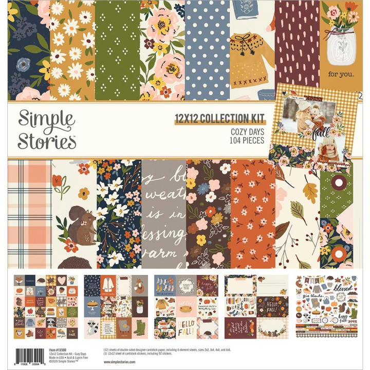 Набір паперу 30*30см Simple Stories Collection Kit Cozy Days 12/Pkg