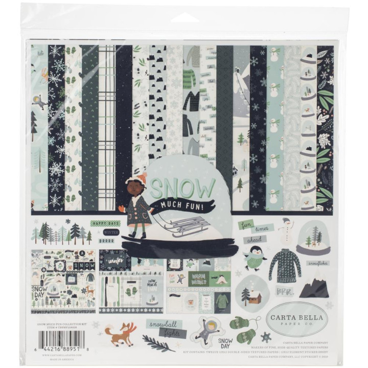 Набір паперу 30*30см Carta Bella Collection Kit Snow Much Fun 12/Pkg