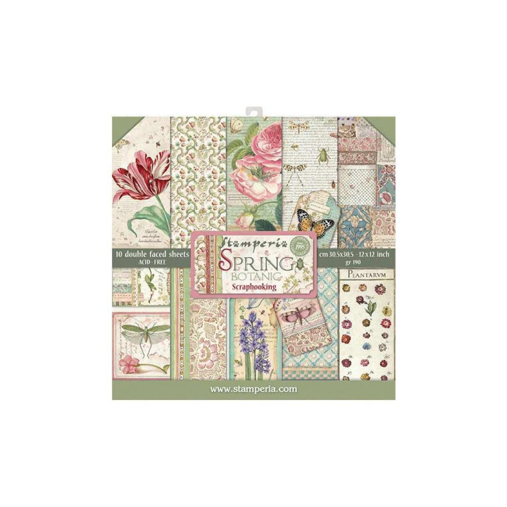 Набір паперу 30*30см Stamperia Spring Botanic 10/Pkg