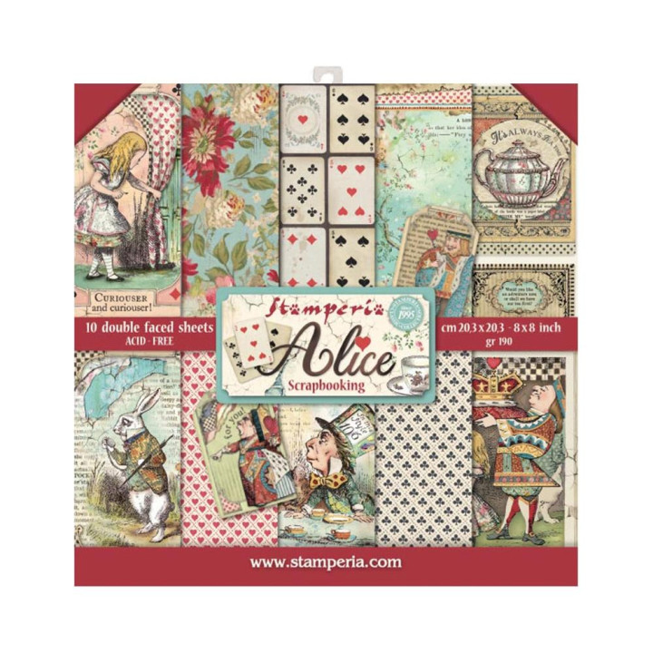 Набір паперу 20*20см Stamperia Alice 10/Pkg
