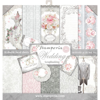 Набір паперу 30*30см Stamperia Wedding 10/Pkg