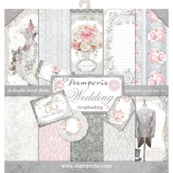 Набір паперу 30*30см Stamperia Wedding 10/Pkg