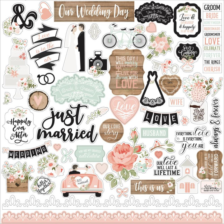 Наліпки Echo Park Our Wedding Cardstock Stickers Elements 30*30см