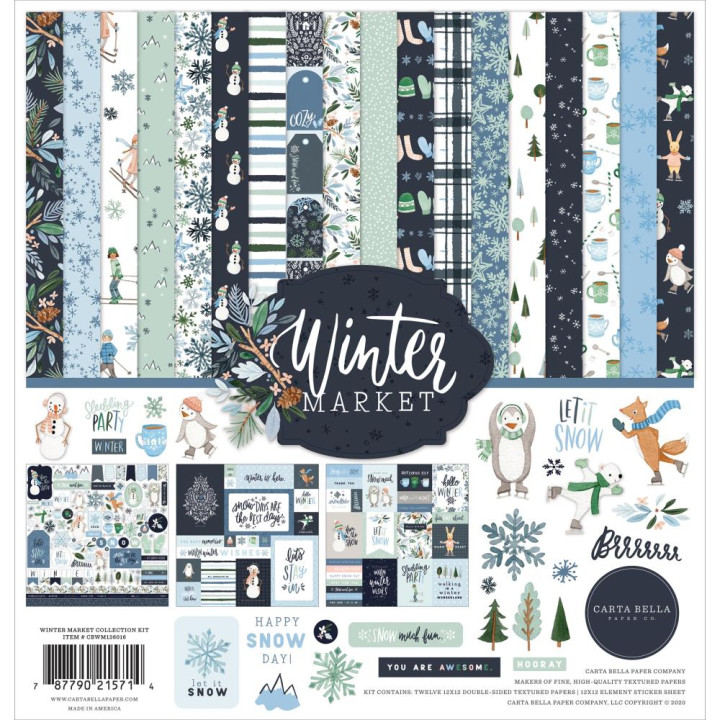 Набір паперу 30*30см Carta Bella Collection Kit Winter Market 12/Pkg