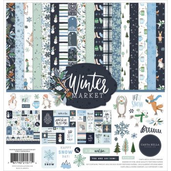 Набір паперу 30*30см Carta Bella Collection Kit Winter Market 12/Pkg