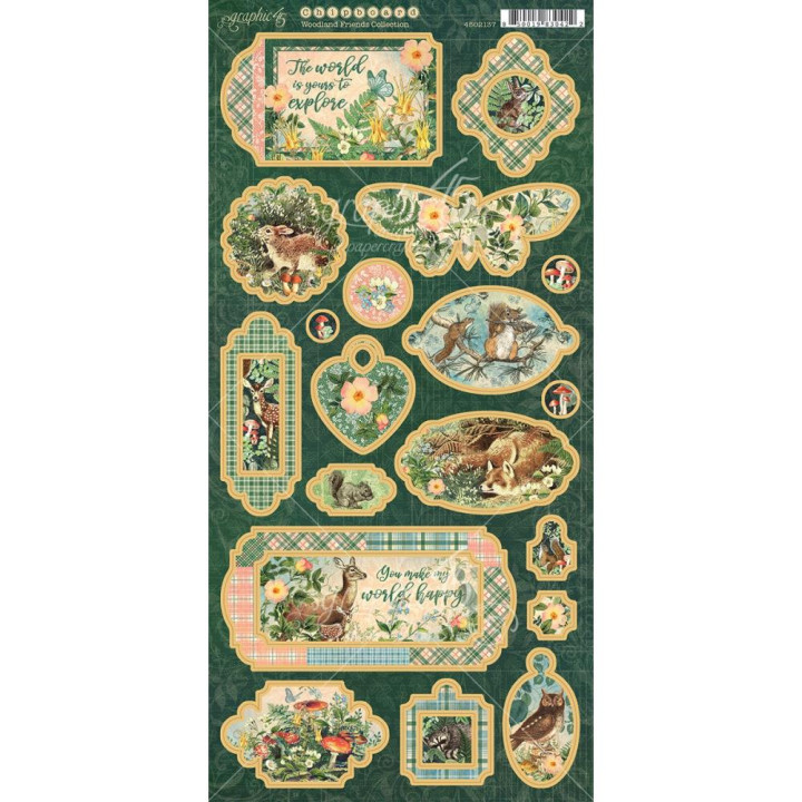  Чіпборд Graphic 45 Woodland Friends Chipboard Die-Cuts 15*33см
