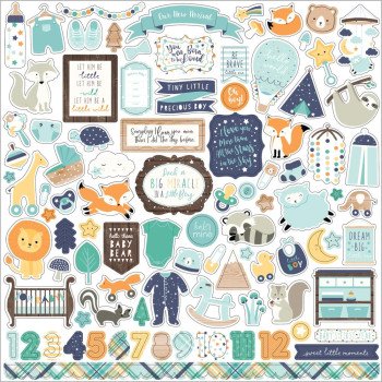 Наліпки Echo Park Hello Baby Boy Cardstock Stickers Elements 30*30см