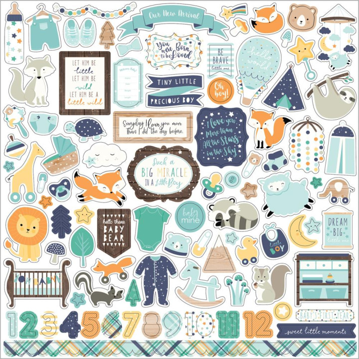 Наліпки Echo Park Hello Baby Boy Cardstock Stickers Elements 30*30см