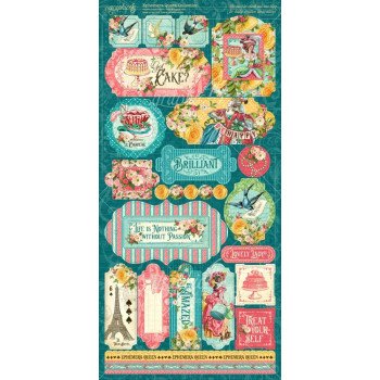 Наліпки Graphic 45 Ephemera Queen Cardstock Stickers Elements 30*30см