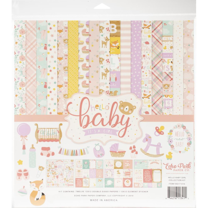 Набір паперу 30*30см Echo Park Hello Baby Girl