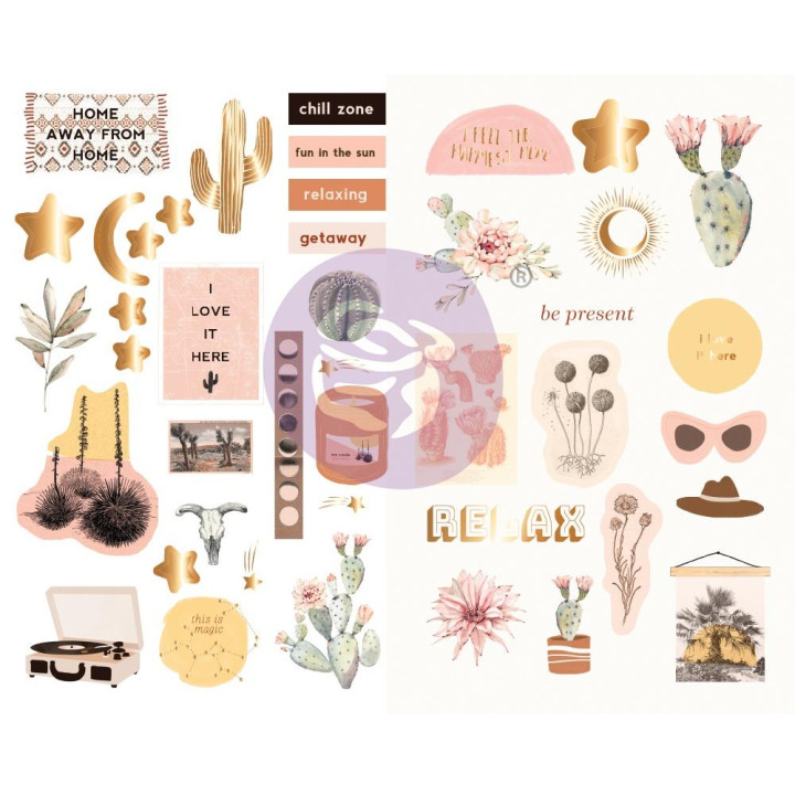  Наліпки з чіпборду Prima Golden Desert Chipboard Stickers 42/Pkg