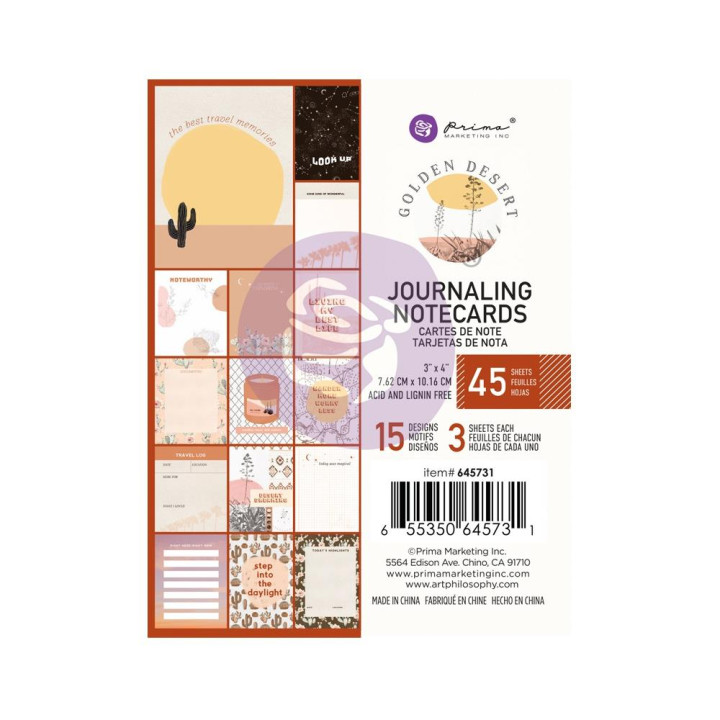 Картки для журналінга Prima Golden Desert 8*10см