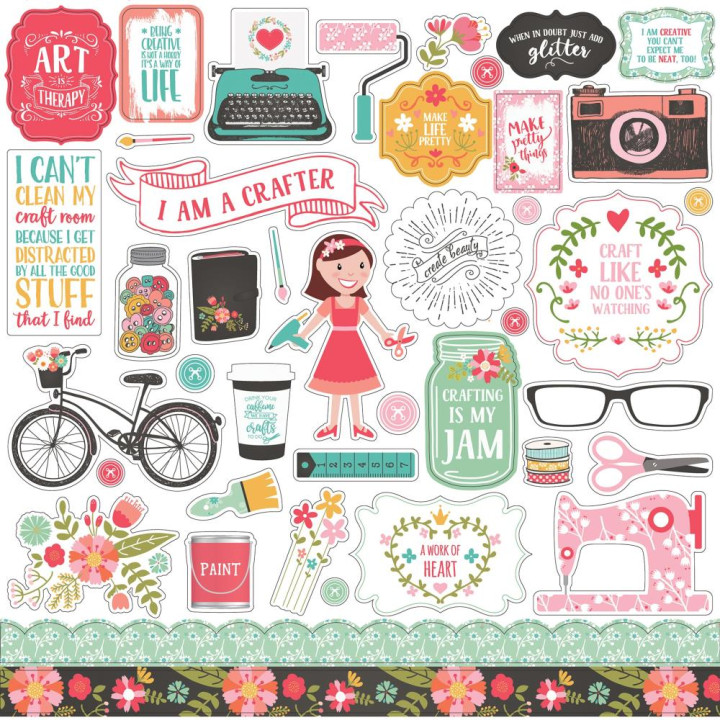 Наліпки Echo Park I Heart Crafting Cardstock Stickers Elements 30*30см