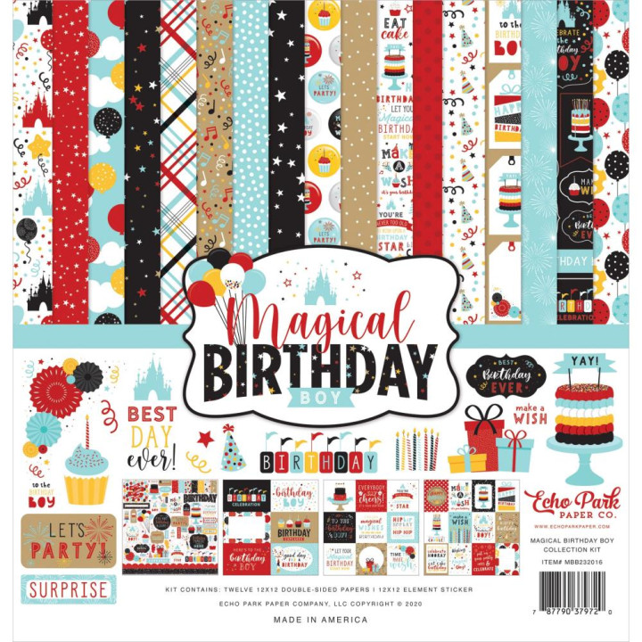 Набір паперу 30*30см Echo Park Magical Birthday Boy 12/Pkg