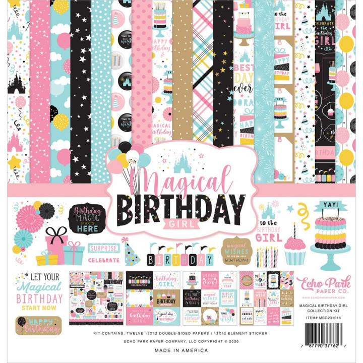 Набір паперу 30*30см Echo Park Magical Birthday Girl 12/Pkg