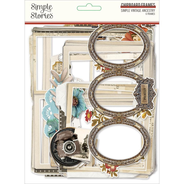 Висічки Simple Stories Simple Vintage Ancestry Layered Chipboard Frames Die-Cuts, 6/Pkg
