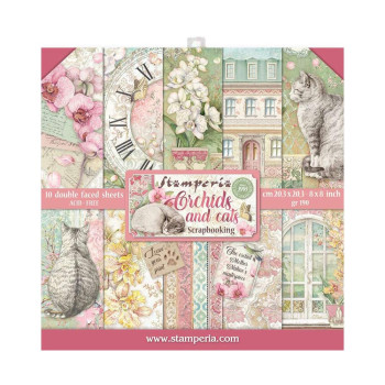 Набір паперу 20*20см Stamperia Orchids & Cats 10/Pkg