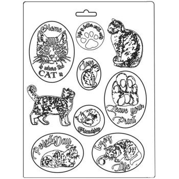 Молд Stamperia Soft Maxi Cats, Orchids & Cats 22*29см