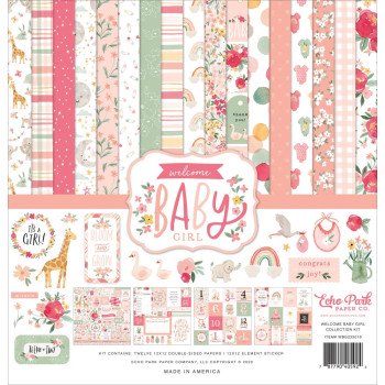 Набір паперу 30*30см Echo Park Welcome Baby Girl 12/Pkg