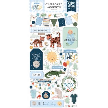  Наліпки з чіпборду Echo Park Welcome Baby Boy Accents 15*33см