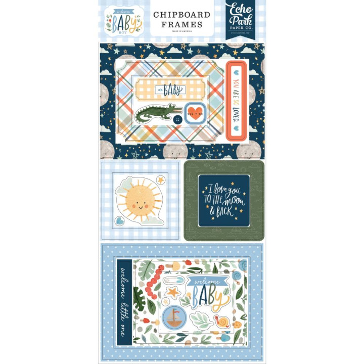  Наліпки з чіпборду Echo Park Welcome Baby Boy Frames 15*33см