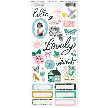 Наліпки American Crafts Maggie Holmes Garden Party Cardstock Stickers Elements 61/Pkg