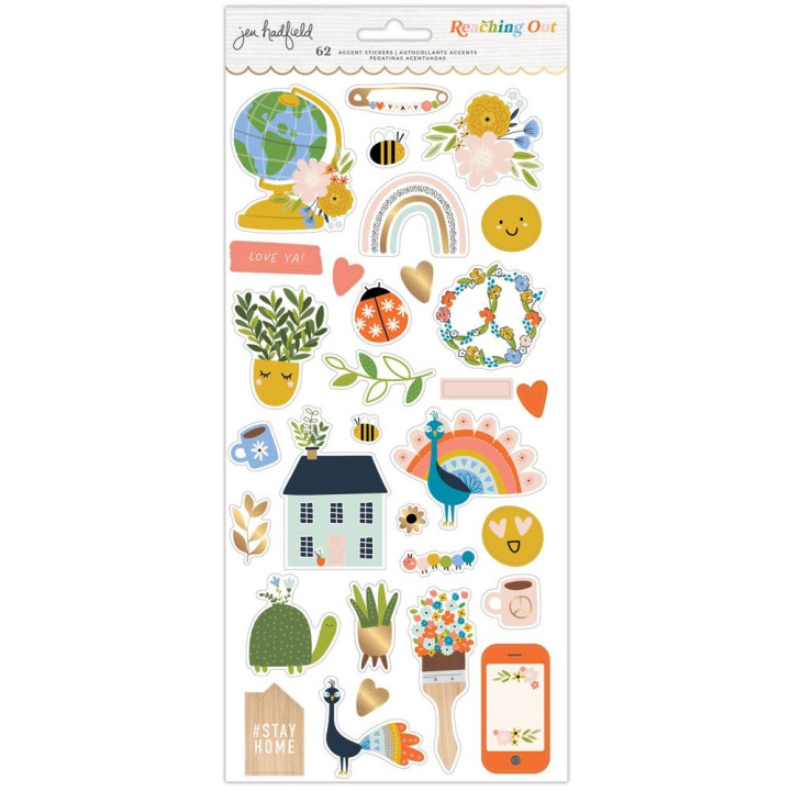 Наліпки American Crafts Jen Hadfield Reaching Out Cardstock Stickers Elements 62/Pkg