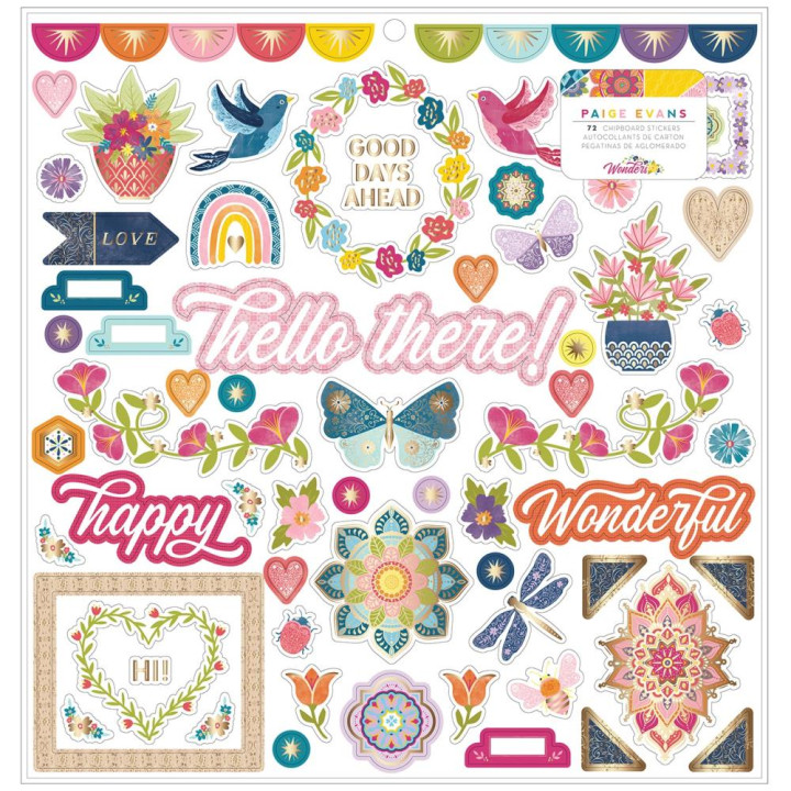  Наліпки з чіпборду American Crafts Paige Evans Wonders 30*30см
