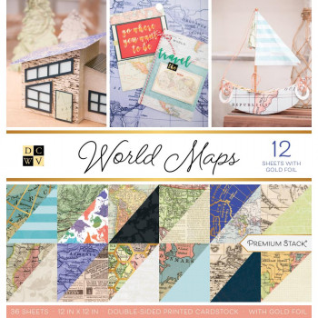 Набір паперу 30*30см DCWV World Maps 36/Pkg