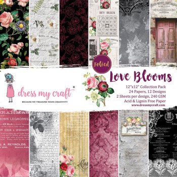 Набір паперу 30*30см Dress My Craft Love Blooms 24/Pkg